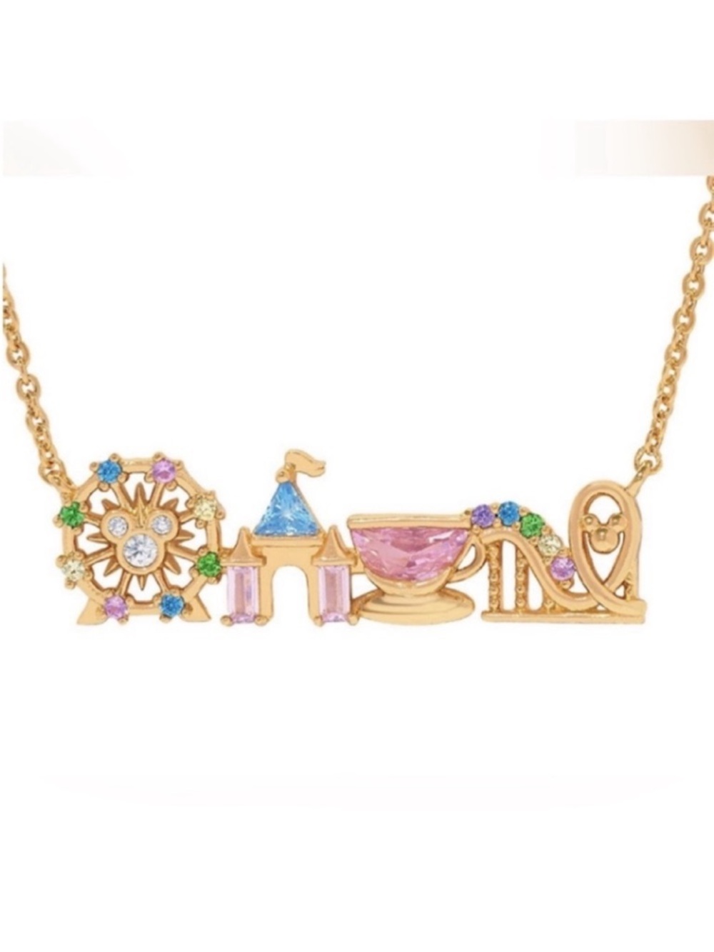 Disneyland inspired Gold Multicolor Theme Park Ride Necklace